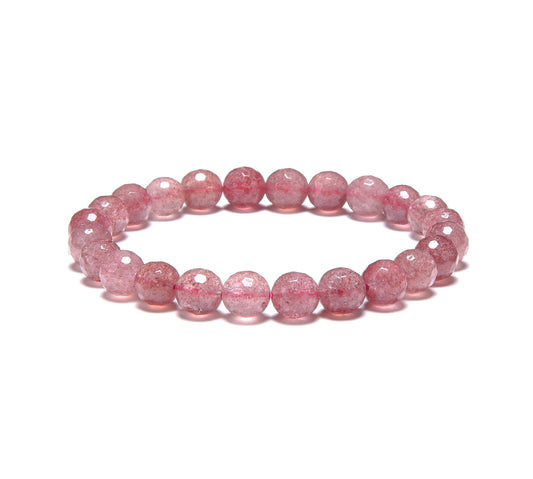 Strawberry Quartz 8mm Faceted Beads Bracelet 8mm
