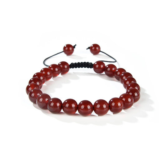 Red Agate Round Beads Slide Bracelet 8mm