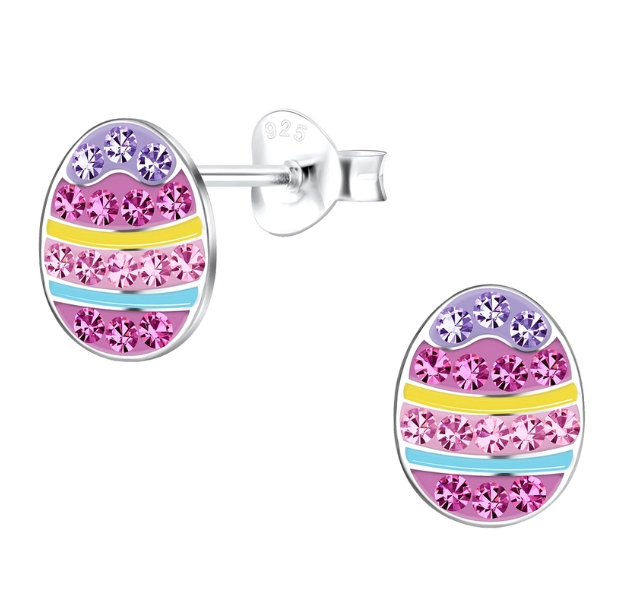 Silver Easter Egg Stud Earrings