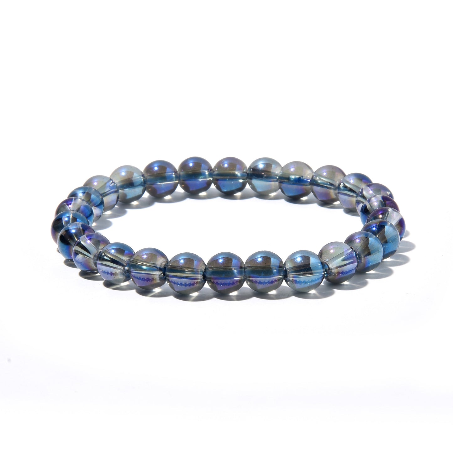 Coated AB Blue Color Crystal Round Beads Bracelet 8mm