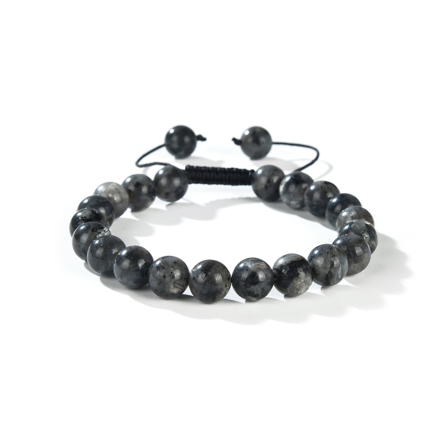 Black Labradorite Round Beads Slide Bracelet 8mm