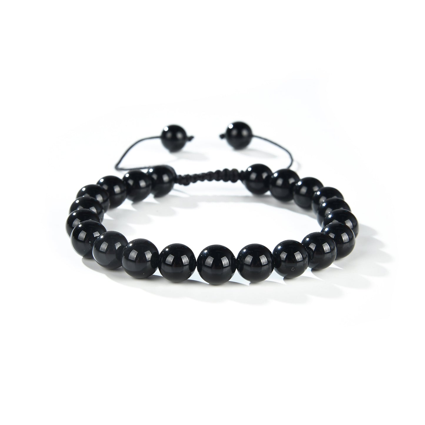 Black Onyx Round Beads Slide Bracelet 8mm