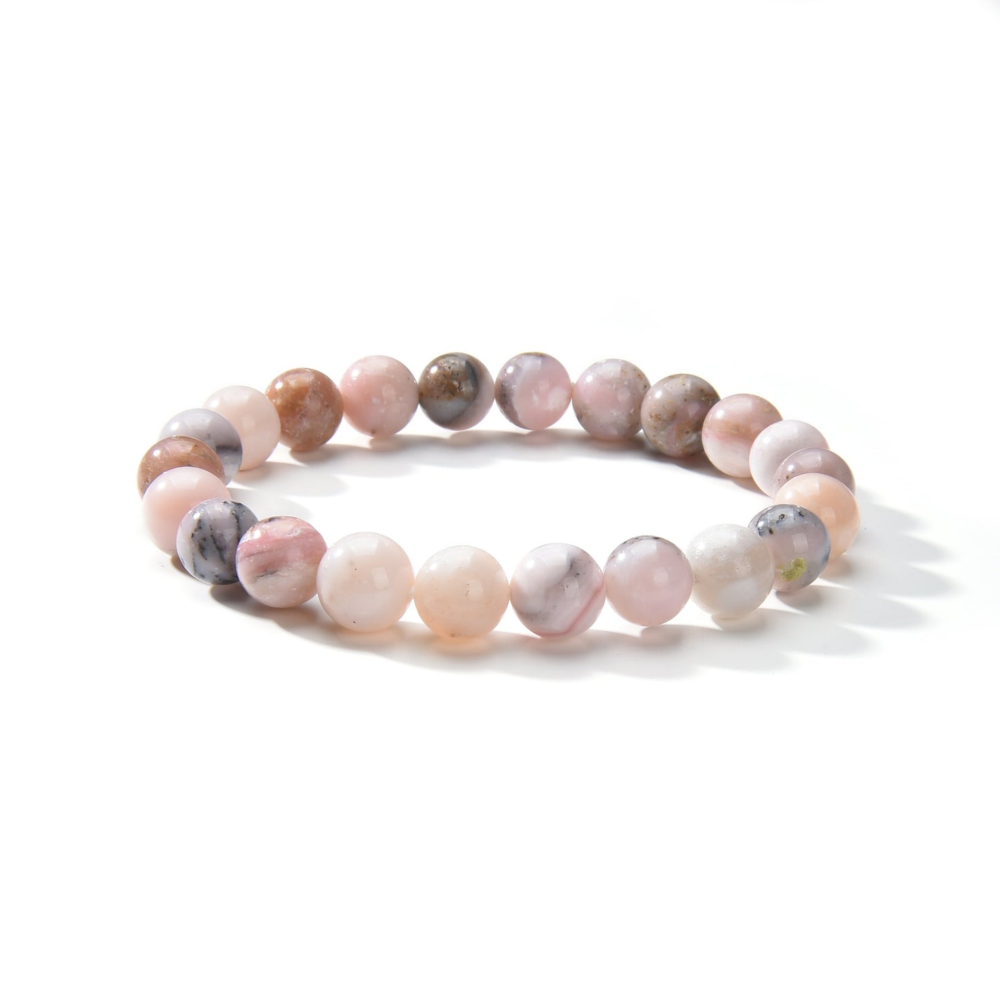 Pink Opal Round Beads Bracelet 8mm