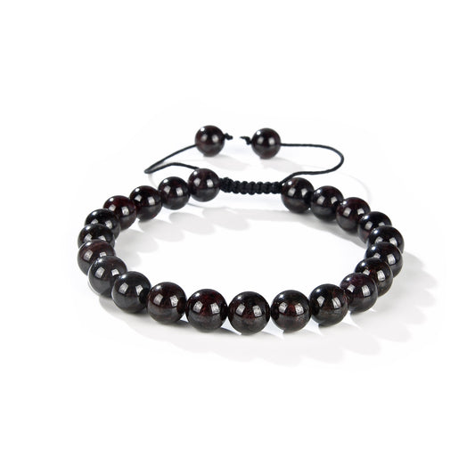 Garnet Round Beads Slide Bracelet 8mm
