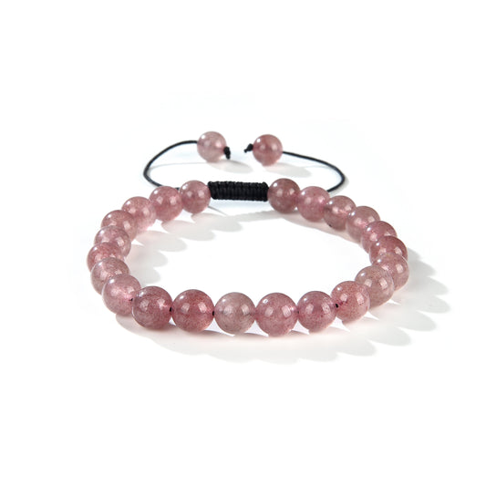 Strawberry Quartz Round Beads Slide Bracelet 8mm