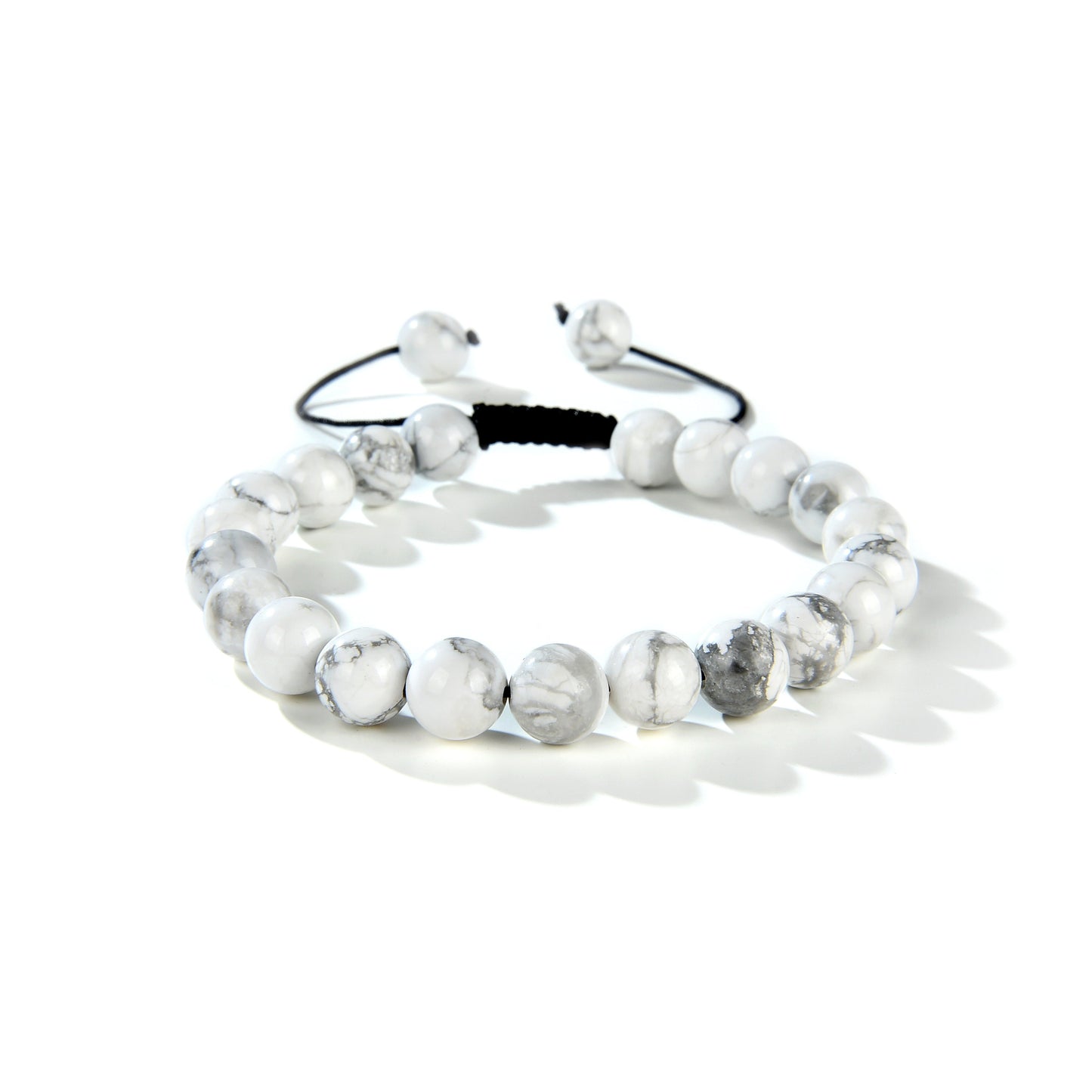 Howlite White Round Beads Slide Bracelet 8mm