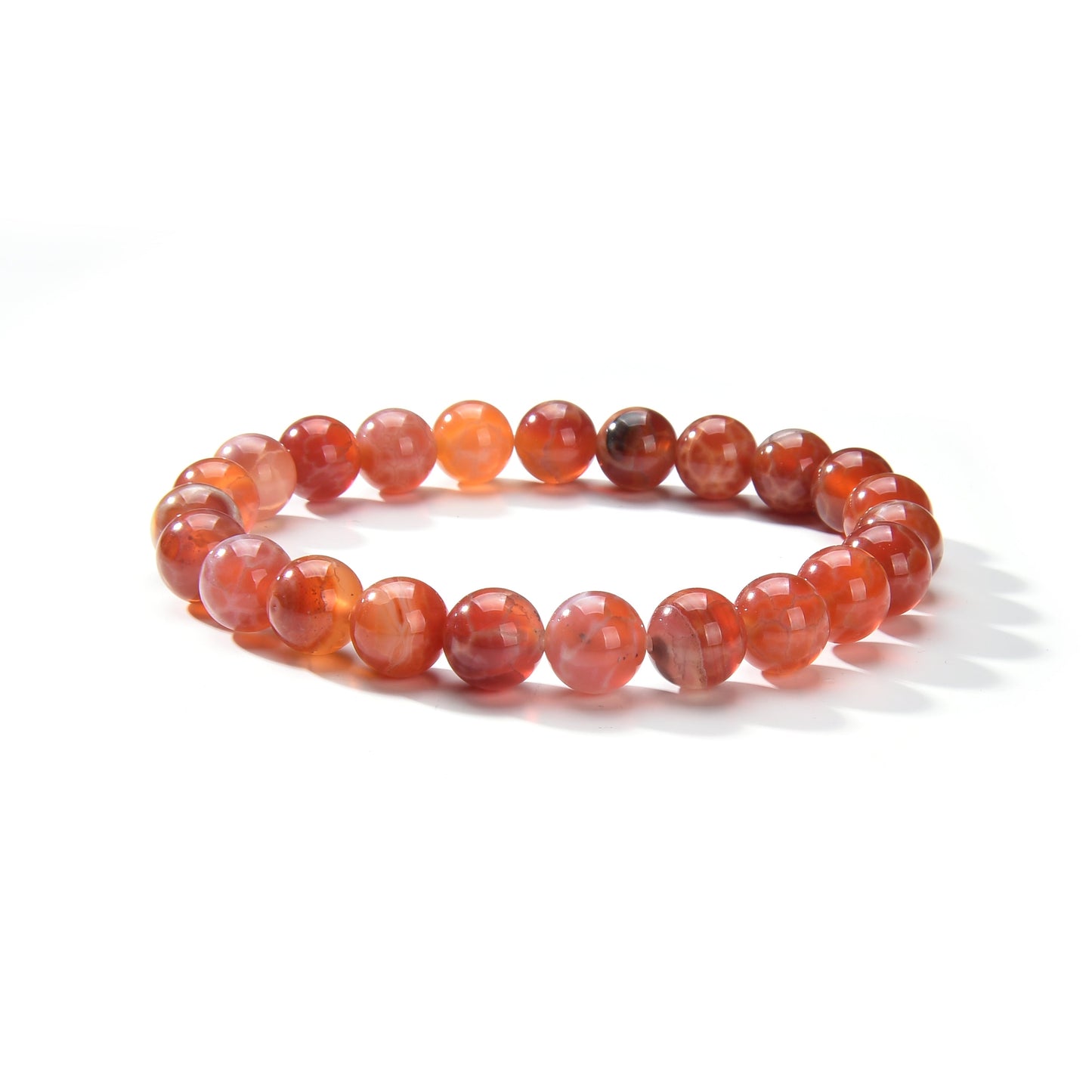 Fire Agate Round Beads Bracelet 8mm