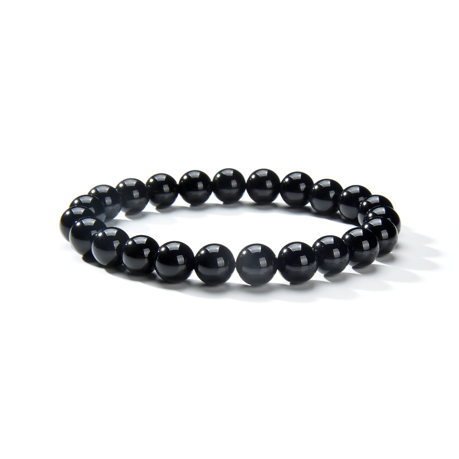 Black Agate Round Beads Bracelet 8mm