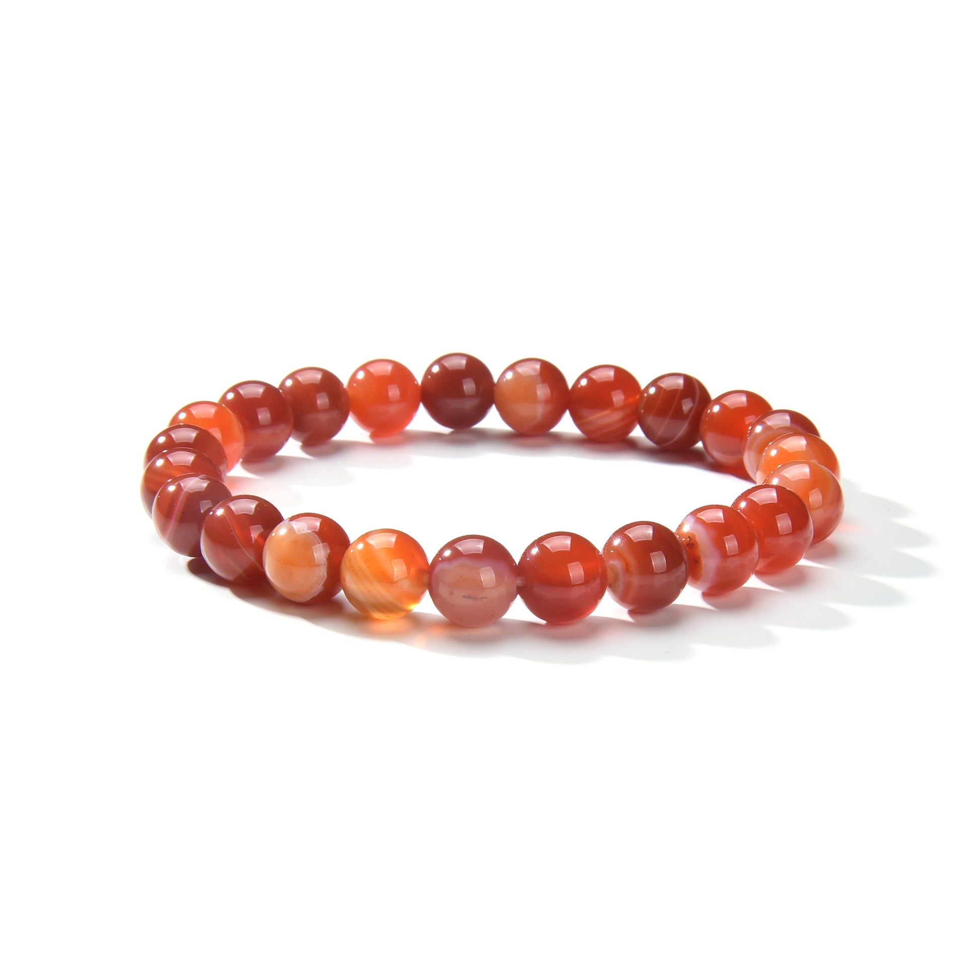 Red Banded Agate Round Beads Bracelet 8mm