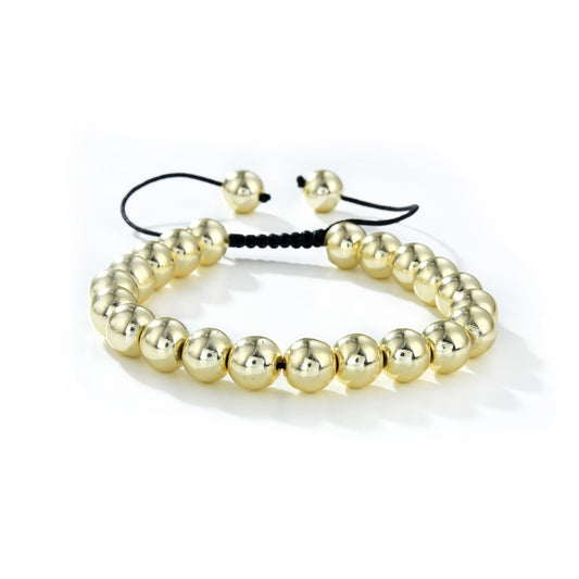 Gold Hematite Round Beads Slide Bracelet 8mm