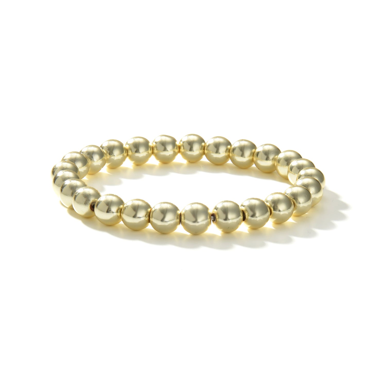 Gold Hematite Round Beads Bracelet 8mm