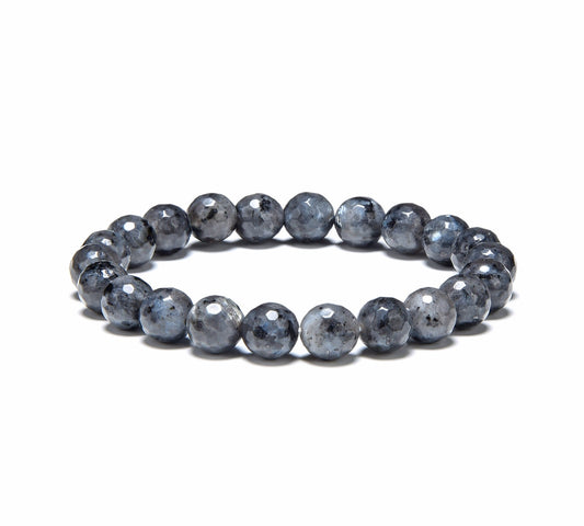 Black Labradorite 8mm Faceted Beads Bracelet