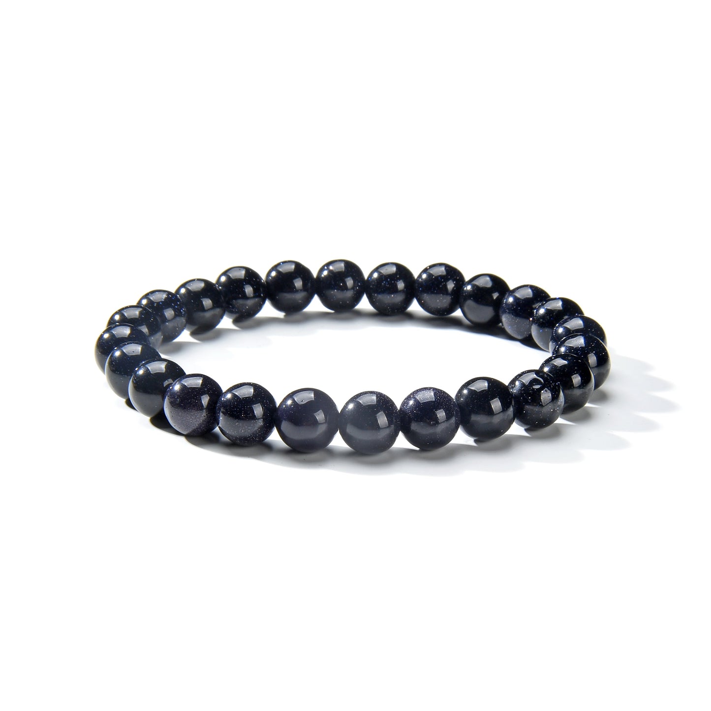 Blue Sand Stone Round Beads Bracelet 8mm