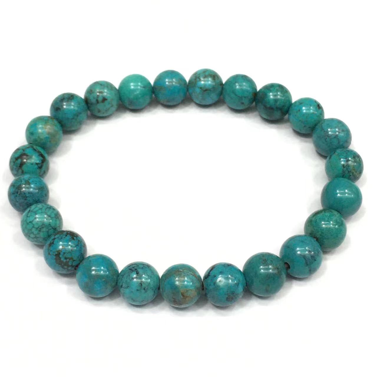 Genuine Chinese Turquoise 4x6mm  Round Beads Bracelet 8 inch long